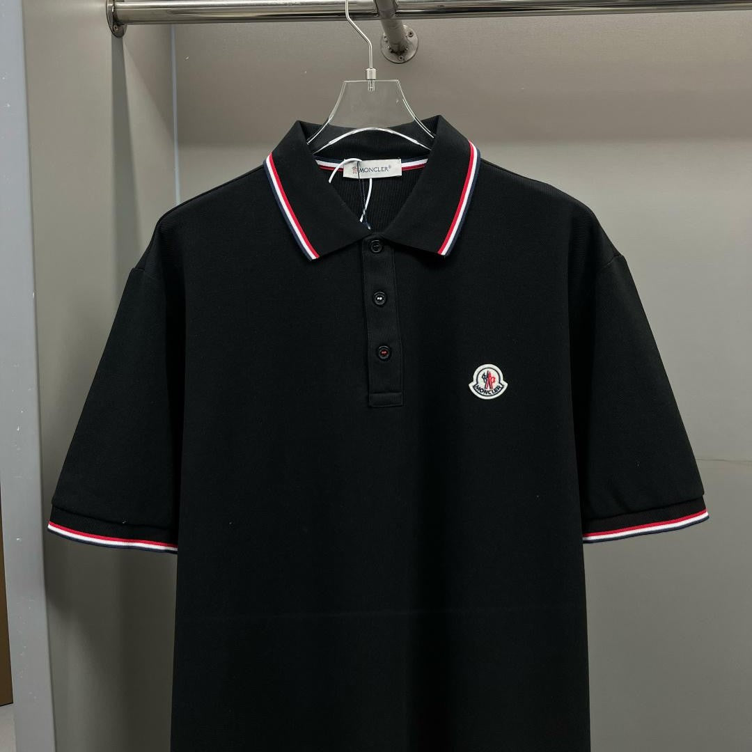 Camiseta Moncler Rib Polo Preta
