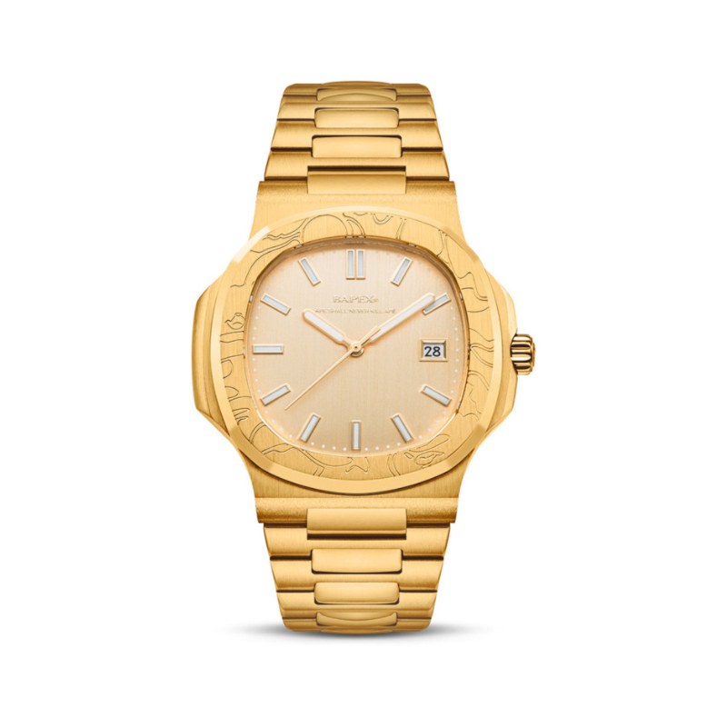 A BATHING APE TYPE 10 BAPEX ゴールド Relógio A Bathing Ape Bapex Type 10 Gold