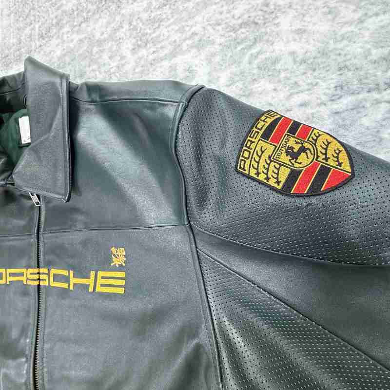Jaqueta Aimé Leon Dore x Porsche 993 Turbo Leather Club Racing Green