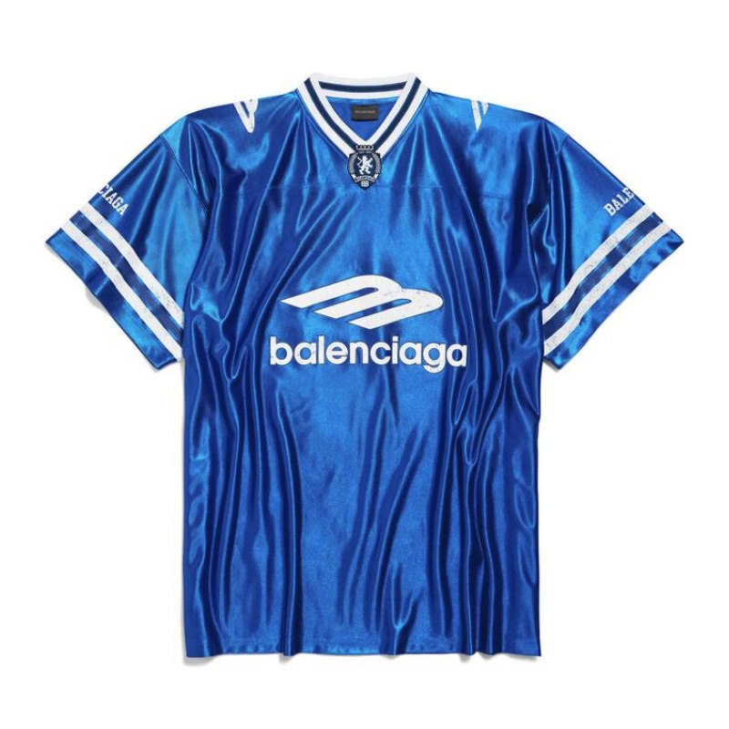 Camiseta Balenciaga Jersey V-neck Oversized Azul