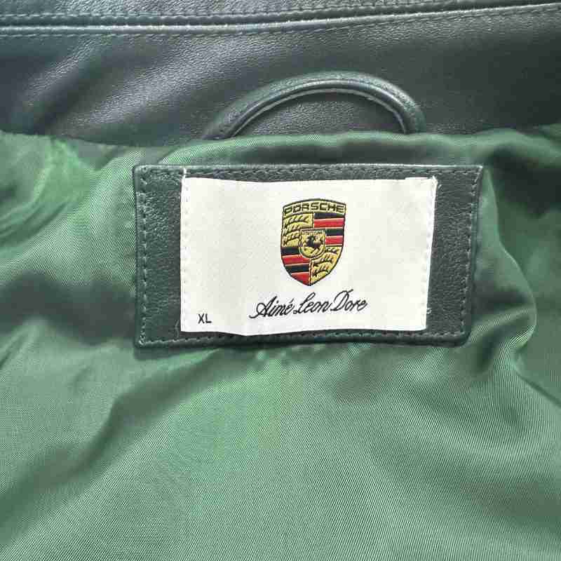 Jaqueta Aimé Leon Dore x Porsche 993 Turbo Leather Club Racing Green