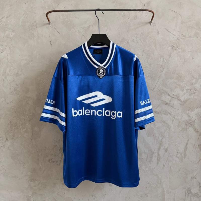 Camiseta Balenciaga Jersey V-neck Oversized Azul