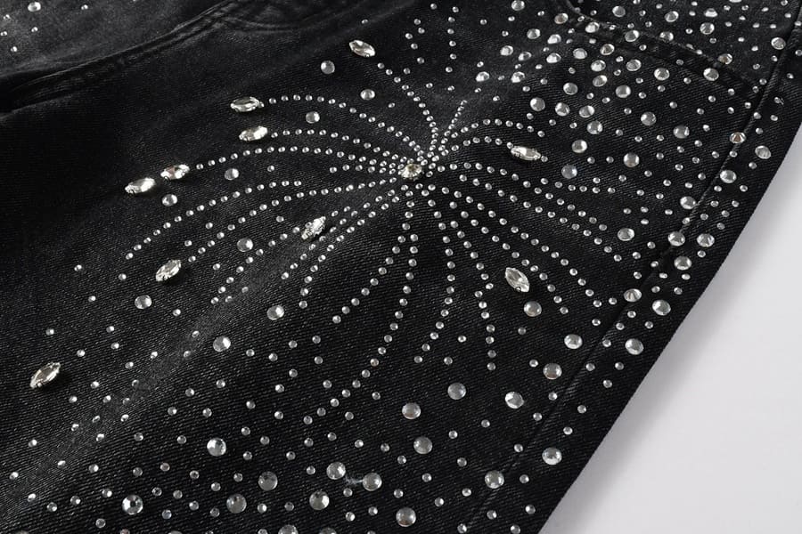 Bermuda Purple Brand Jeans Diamonds Black