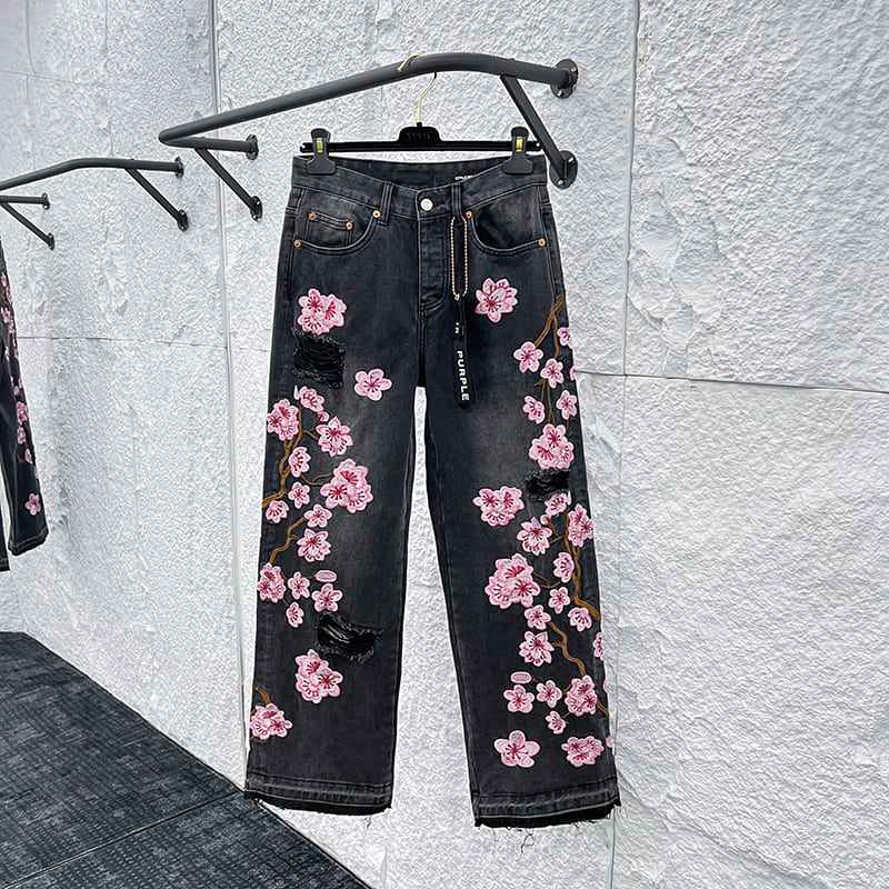Calça Purple Pink Flowers Jeans