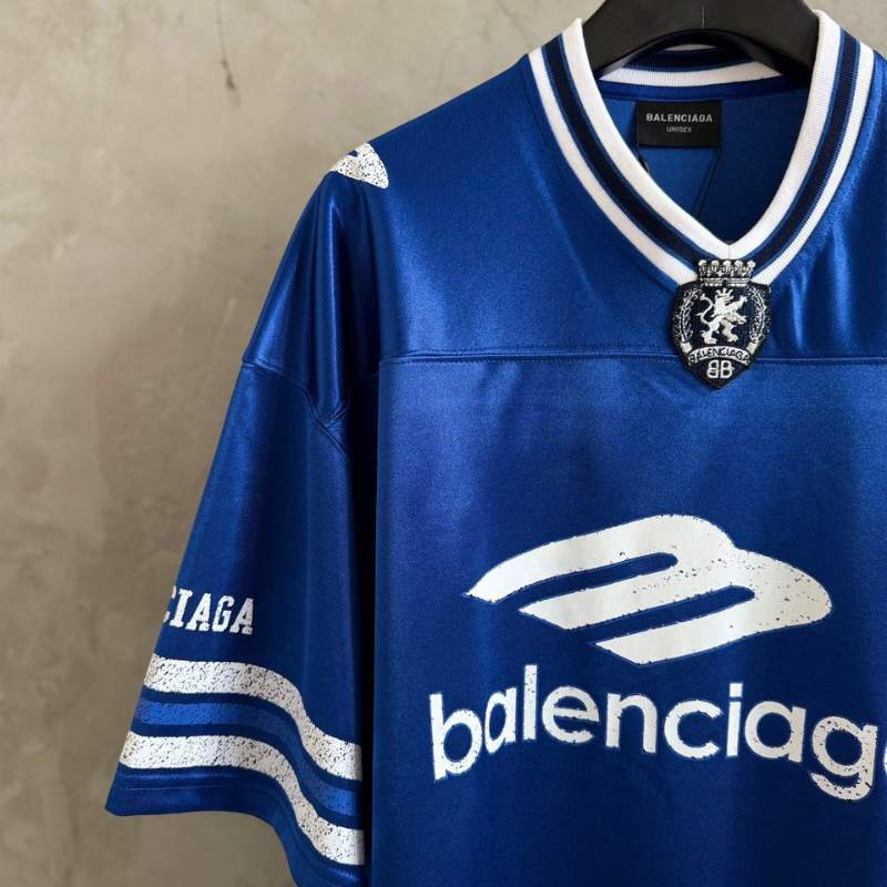Camiseta Balenciaga Jersey V-neck Oversized Azul