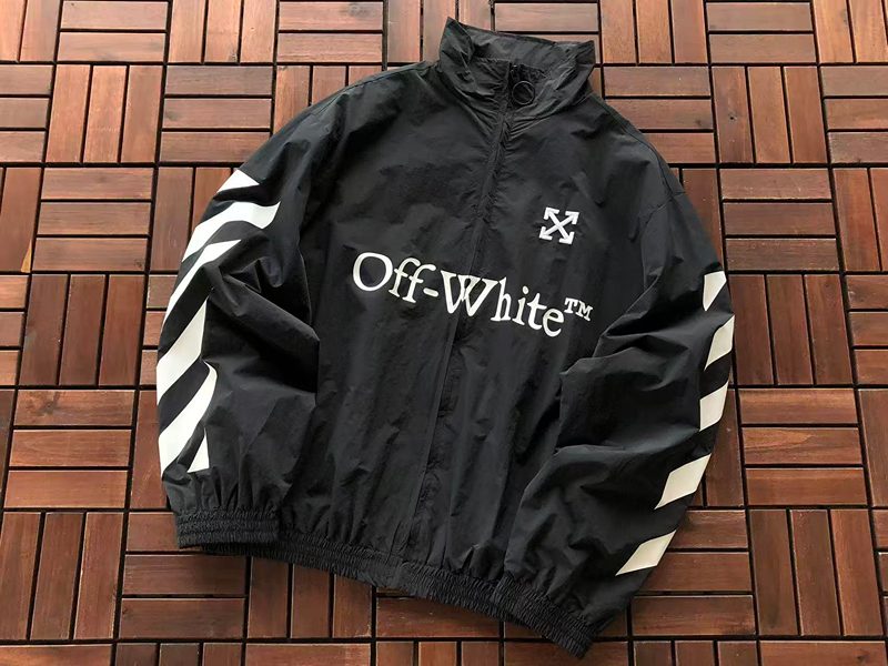 Jaqueta Off-White Twill Arrow Pattern Zipper Black