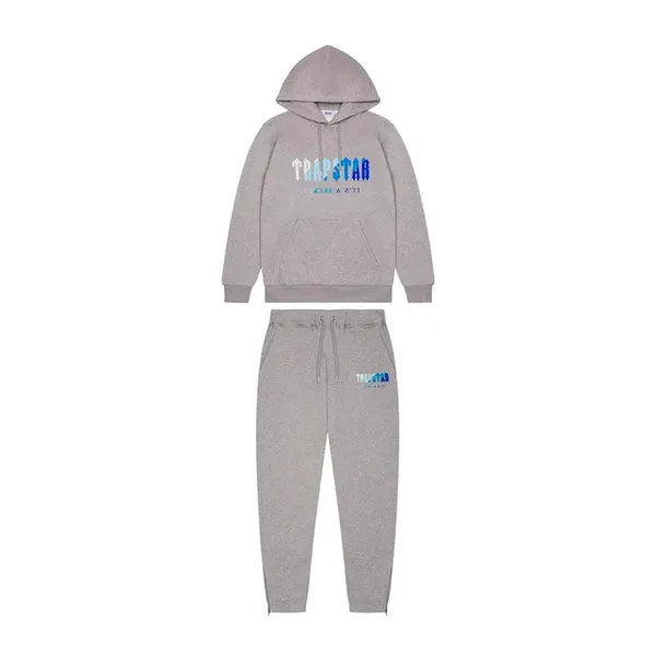 TRAPSTAR　セットアップ　グレー Tracksuit Trapstar Irongate Chenille Arch Hooded Grey Sea Blue