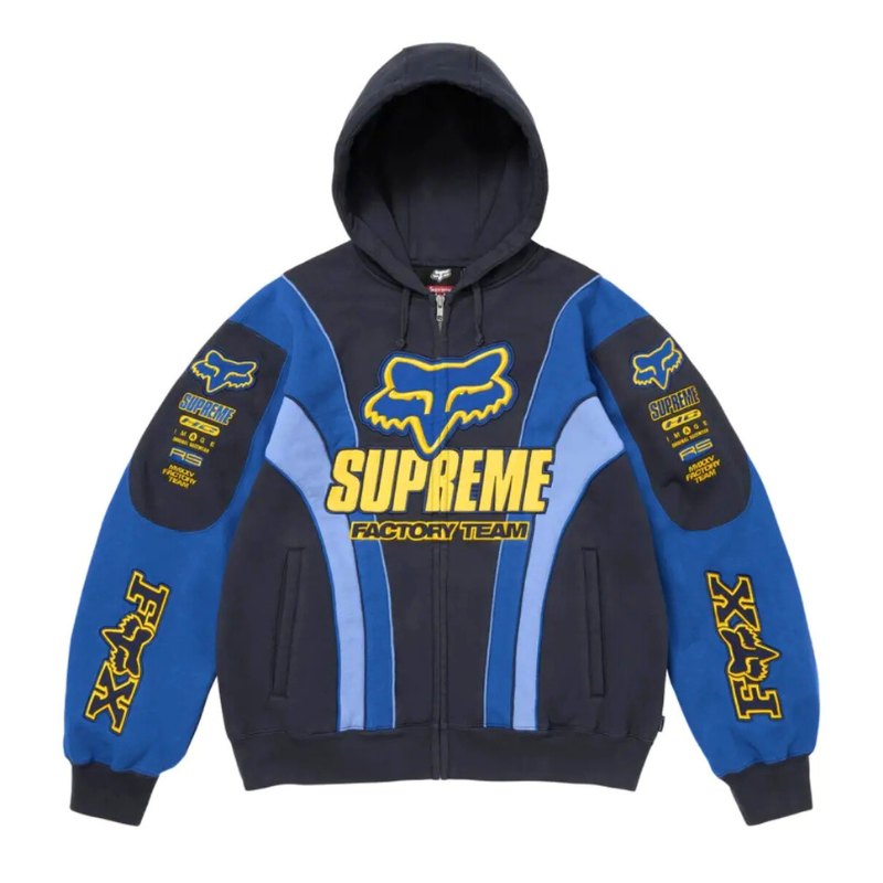 Jaqueta Supreme x Fox Racing Zip Up Hooded Blue