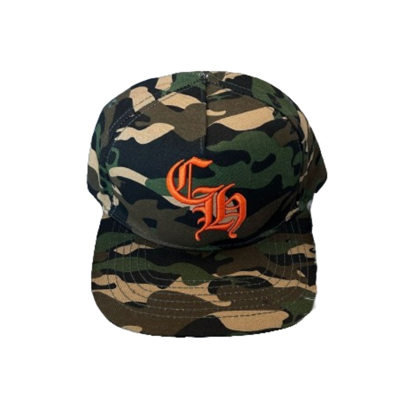 Boné Chrome Hearts CH Baseball Camuflado Laranja