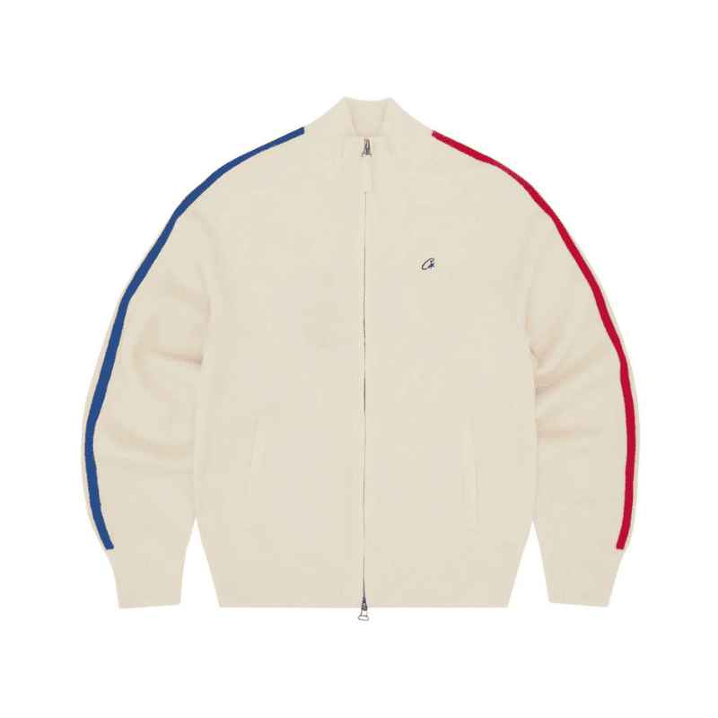 corteizニット Jaqueta Corteiz Knit Zip Up Fleece Cream