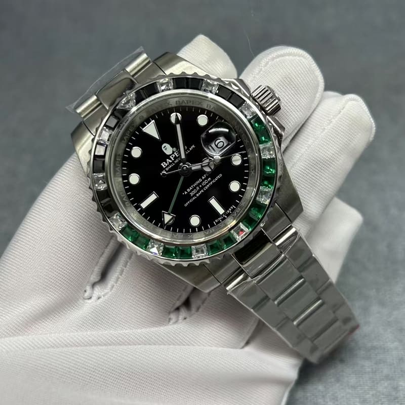 Relógio A Bathing Ape Bapex Type 2 Crystal Stone Verde/Preto