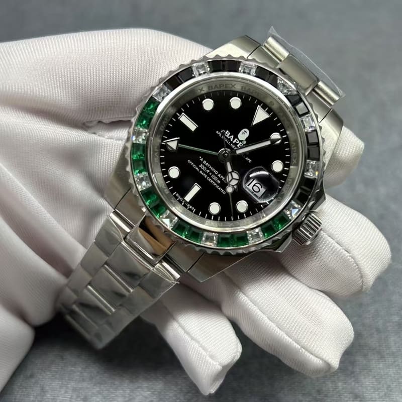 Relógio A Bathing Ape Bapex Type 2 Crystal Stone Verde/Preto