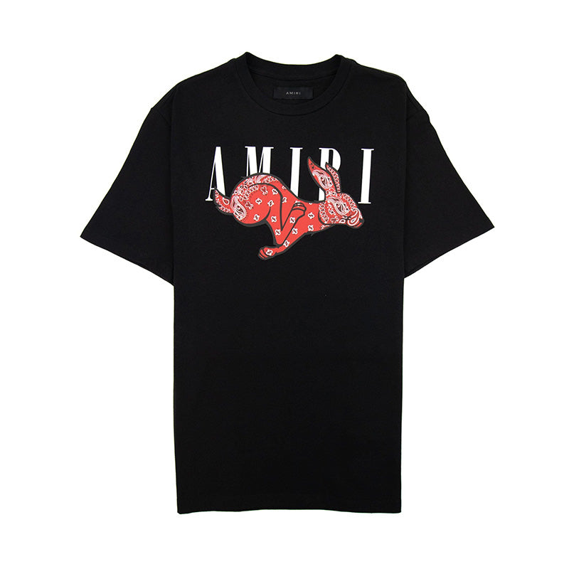 rumimi　R Camiseta Amiri Rabbit Logo Black