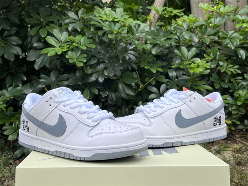 Supreme x Nike SB Dunk Low 94 White Metallic Silver