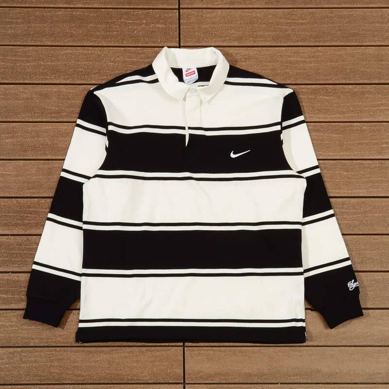 Camisa Supreme x Nike Stripe Rugby Preta/Branca