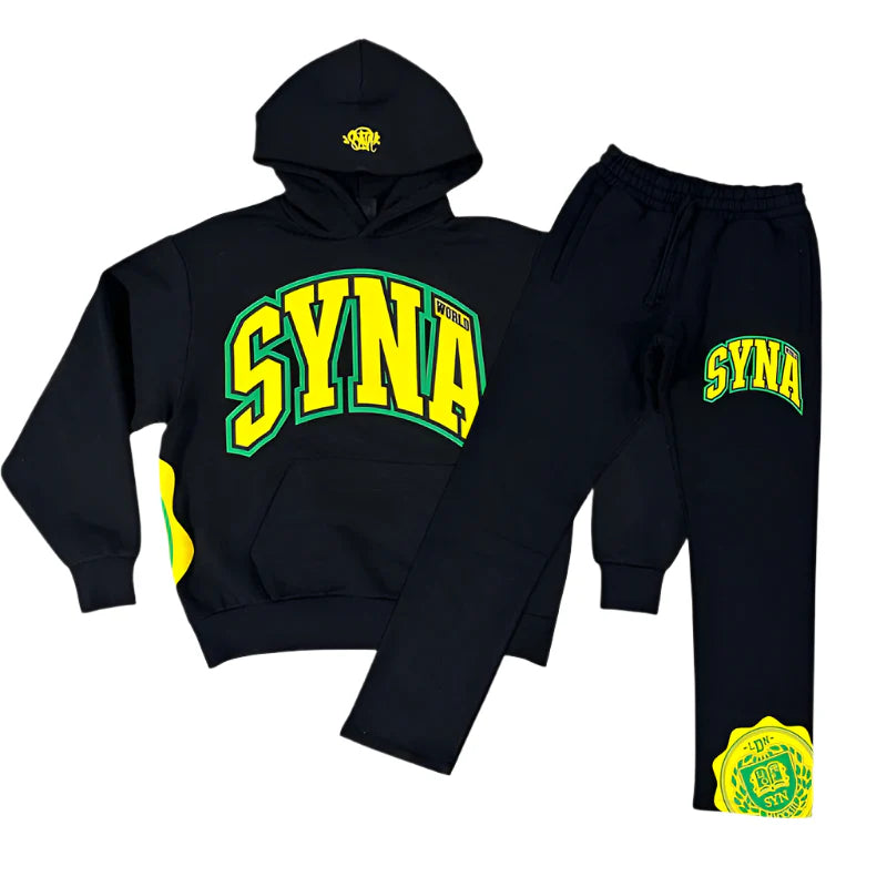 Conjunto Syna World College Logo Preto/Amarelo