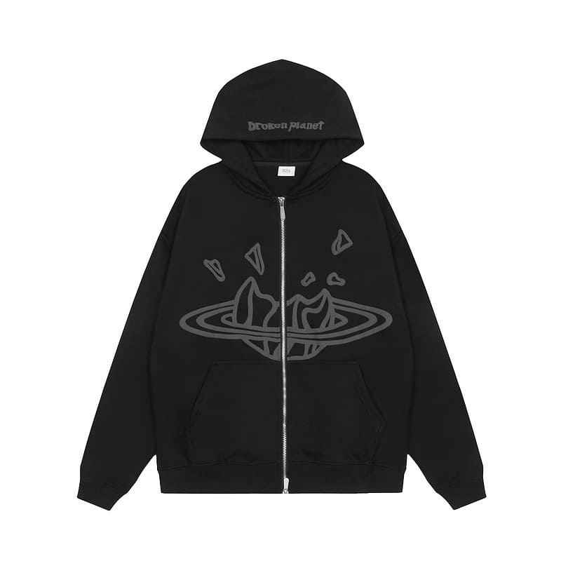 Moletom Broken Planet Zip Up Black