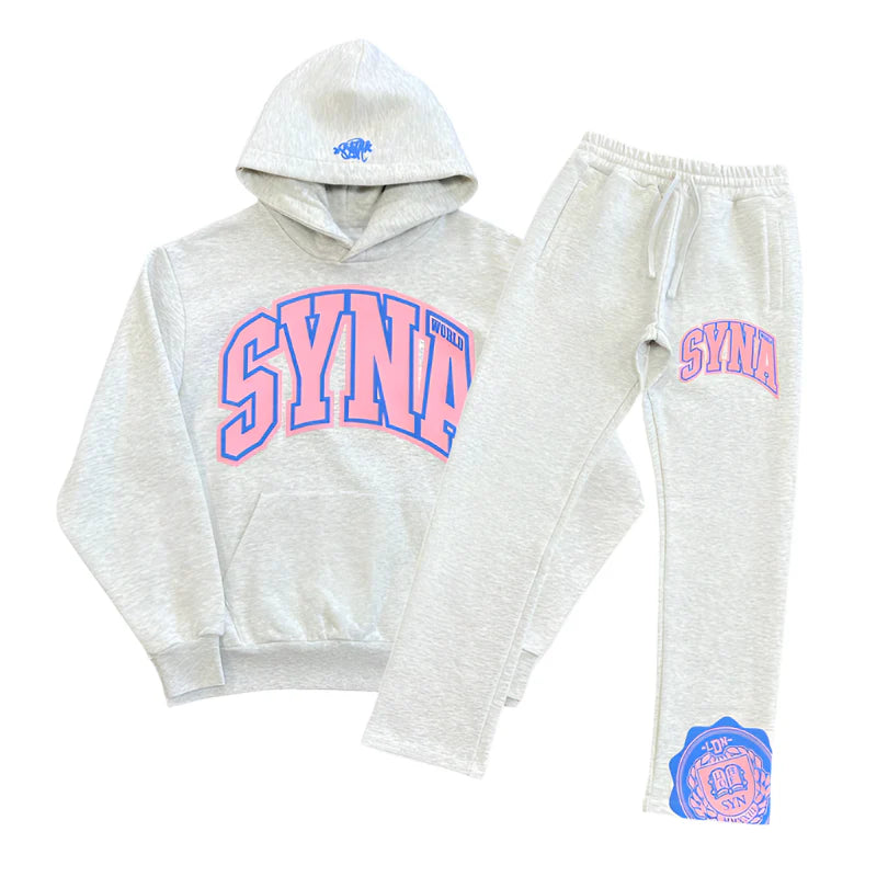 Conjunto Syna World College Logo Cinza/Rosa