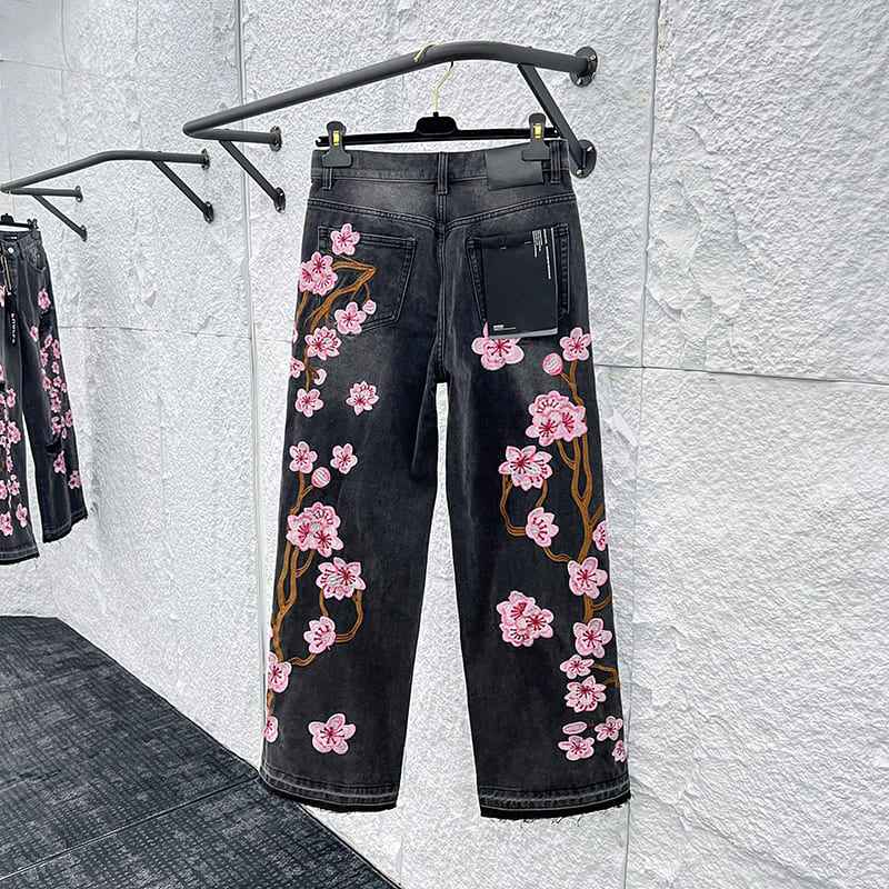 Calça Purple Pink Flowers Jeans
