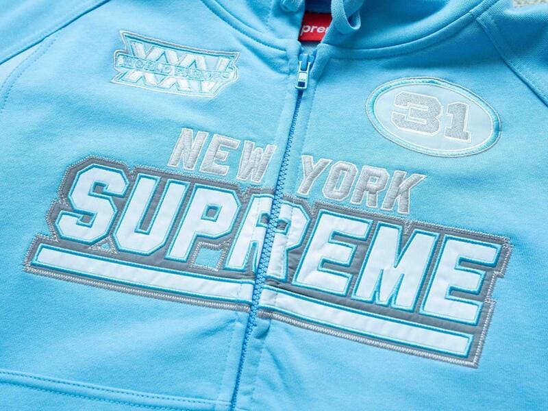 Moletom Supreme Football Zip Up Hooded Light Blue