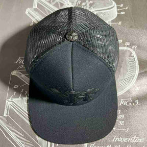 Boné Chrome Hearts Trucker Leather Cross Preto