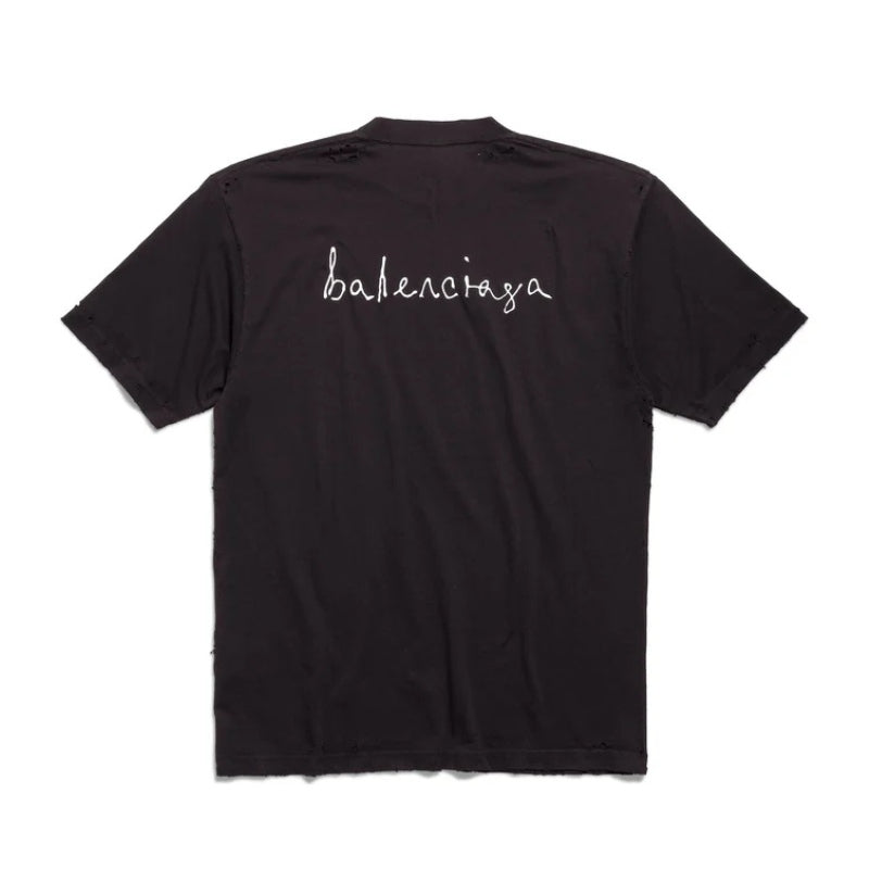 Camiseta Balenciaga Oversized Lovey  Fit in Preta
