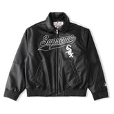 Jaqueta Supreme x Chicago White Sox Couro Varsity Black