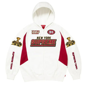 Moletom Supreme Football Zip Up Hooded White Red
