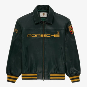 Jaqueta Aimé Leon Dore x Porsche 993 Turbo Leather Club Racing Green