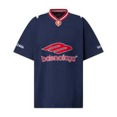 Camiseta Balenciaga Football V-neck Oversized Azul