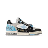 Louis Vuitton LV Trainer Black Blue Monogram Flower