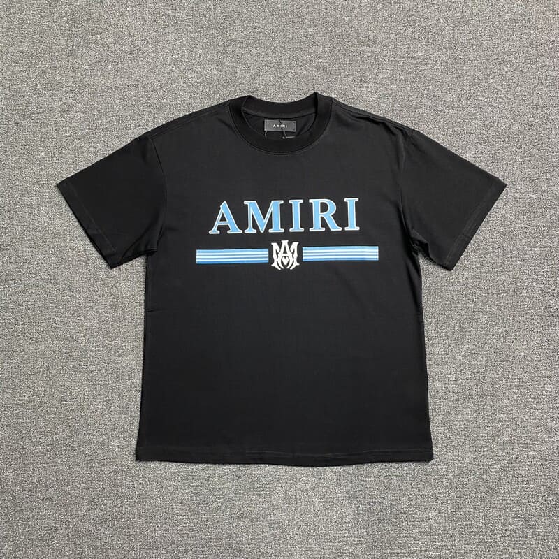 Camiseta Amiri Bar Logo Preto/Azul