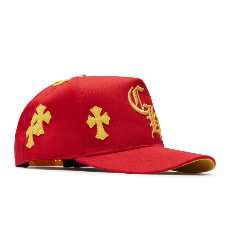 Pronta Entrega - Boné Chrome Hearts Cross Patch Vermelho/Amarelo