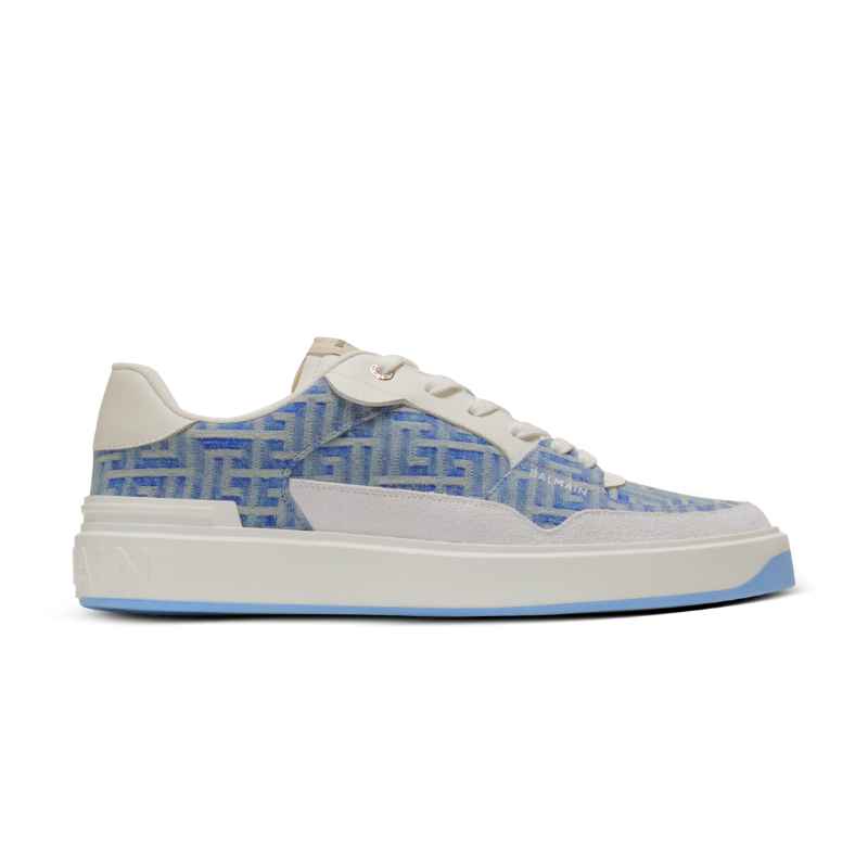 Tênis Balmain B-Court Flip Monogrammed Denim