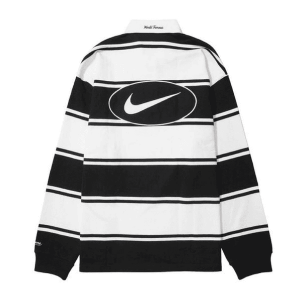 Camisa Supreme x Nike Stripe Rugby Preta/Branca