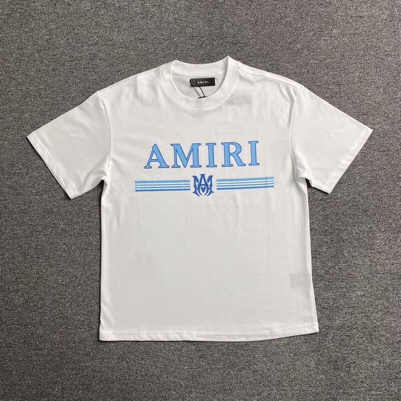 Camiseta Amiri Bar Logo Branca/Azul