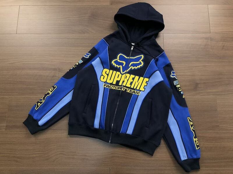 Jaqueta Supreme x Fox Racing Zip Up Hooded Blue