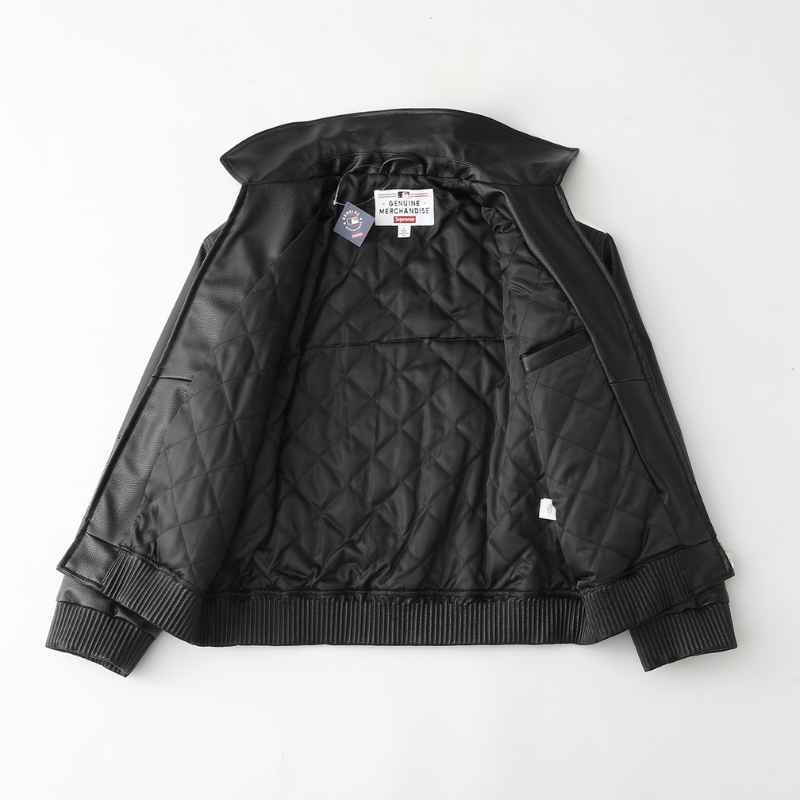 Jaqueta Supreme x Chicago White Sox Couro Varsity Black