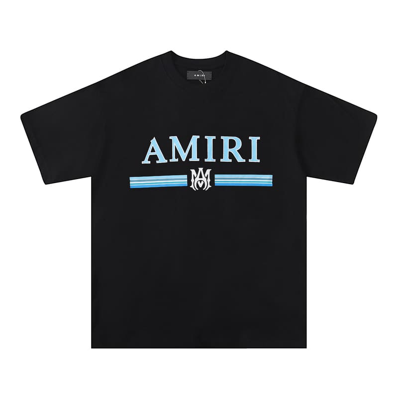 Camiseta Amiri Bar Logo Preto/Azul