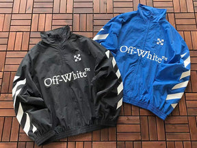 Jaqueta Off-White Twill Arrow Pattern Zipper Blue