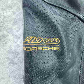 Jaqueta Aimé Leon Dore x Porsche 993 Turbo Leather Club Racing Green