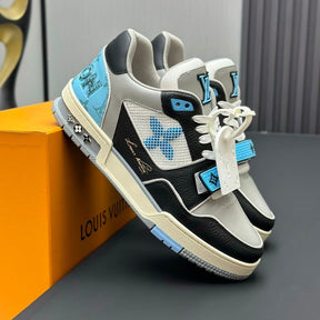 Louis Vuitton LV Trainer Black Blue Monogram Flower