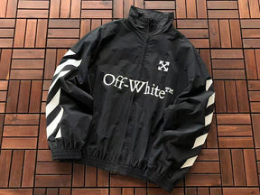 Jaqueta Off-White Twill Arrow Pattern Zipper Black
