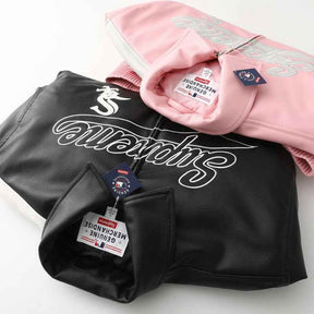 Jaqueta Supreme x Chicago White Sox Couro Varsity Pink