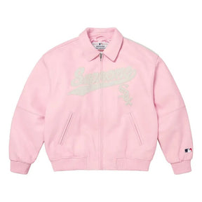 Jaqueta Supreme x Chicago White Sox Couro Varsity Pink