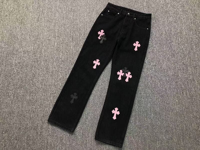 Calça Jeans Chrome Hearts Cross Pink