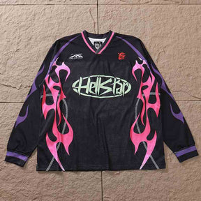 Camisa Hellstar Jersey Long Pink Flame