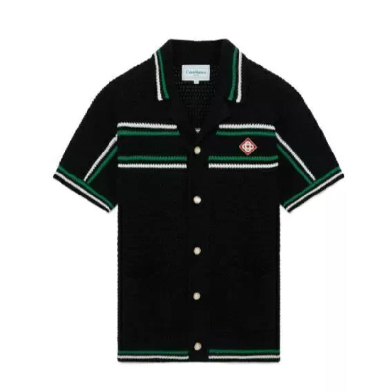 Pronta Entrega - Camiseta Casablanca Crochê Preta e Verde