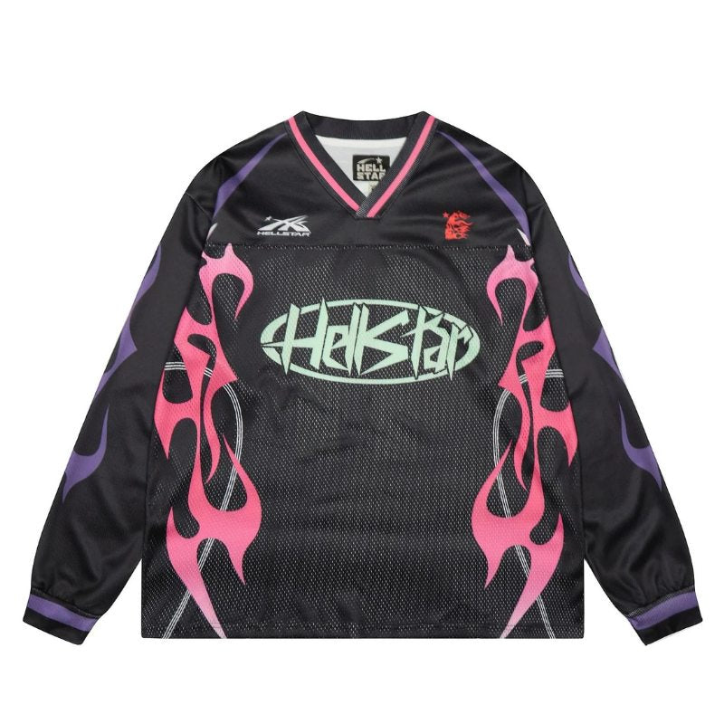 Camisa Hellstar Jersey Long Pink Flame
