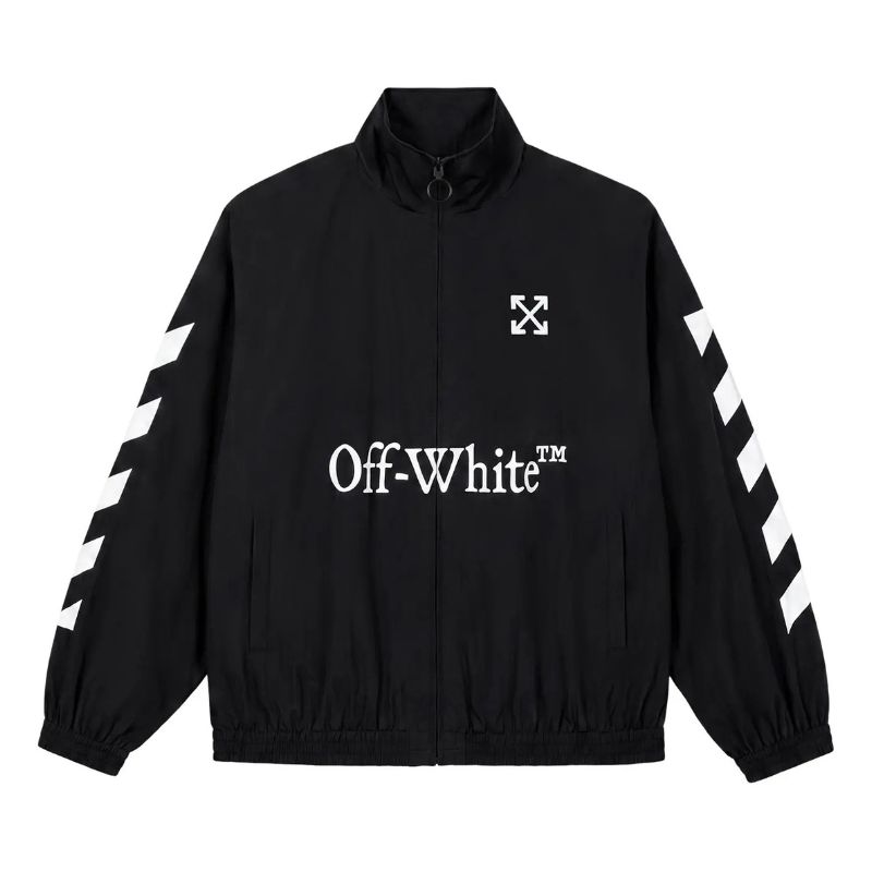 Jaqueta Off-White Twill Arrow Pattern Zipper Black